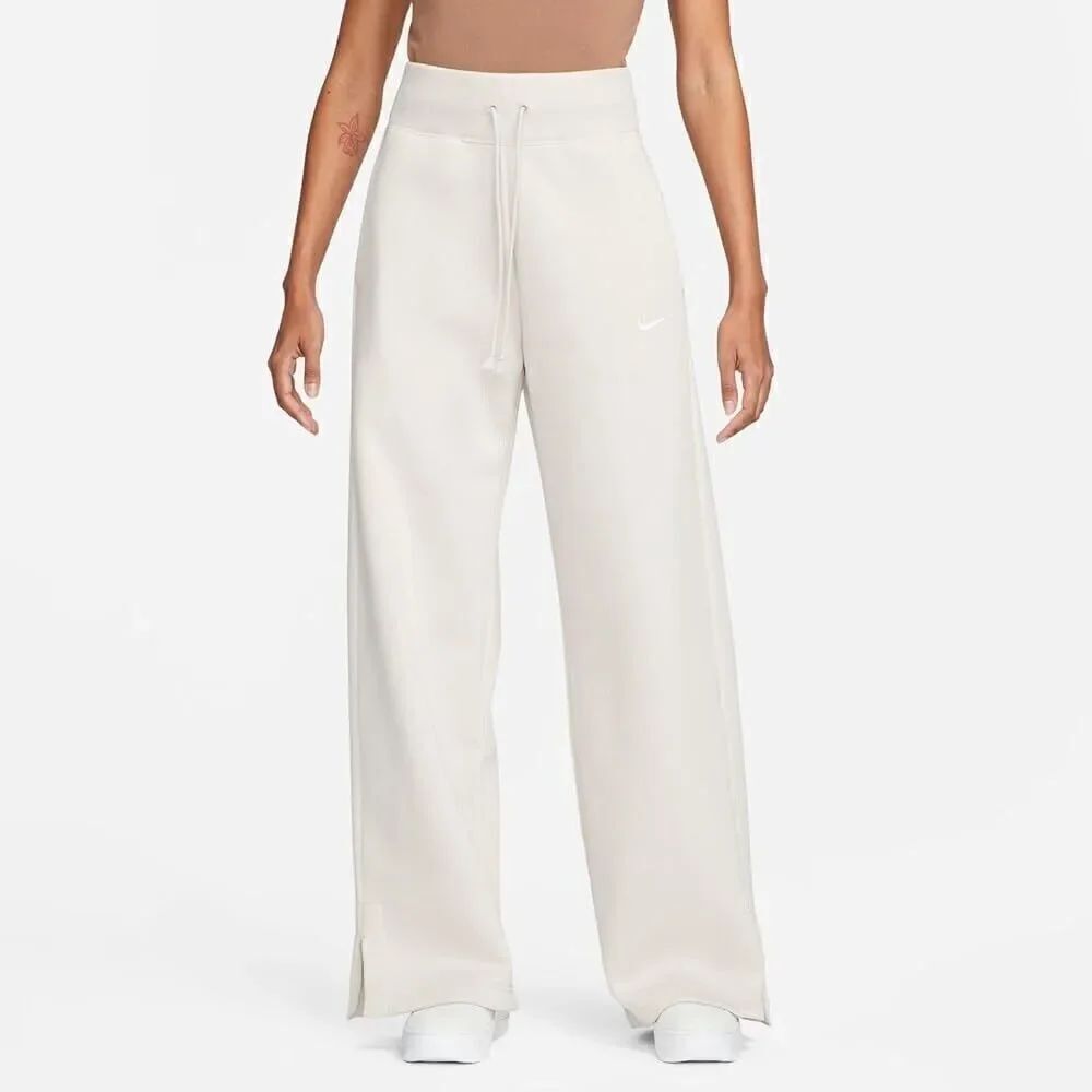 Nike Sportswear Beige High Rise Fleece Wide Leg Pants Nwt Women's Size XXL